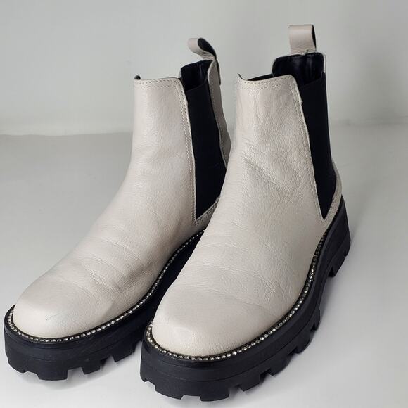 Karl Lagerfeld Paris Mayde Women's leather rhinestone white Chelsea boots Size 8 - Picture 13 of 13